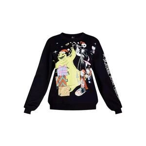 Nightmare Before Christmas Women’s Graphic Sweatshirt, Holiday Black Size L